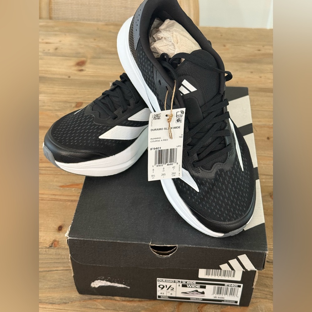 Adidas Duramo SL2 IF9401 W Athletic Shoes, 9.5 Wide, Black/White/Gray, New Box